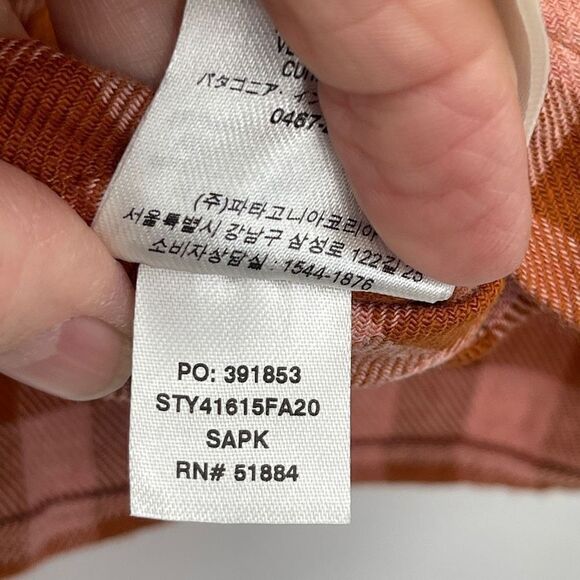 Patagonia Button-Up Long Sleeve Checker Collared Organic Cotton Red Shirt Sz S - Picture 5 of 7